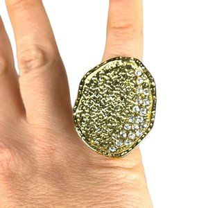 Scaasi CN Large Gold Gem Flat Textured Ring 5 3/4